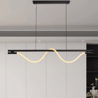 Braided Silicone Copper Curved Linear LED Island Chandelier
