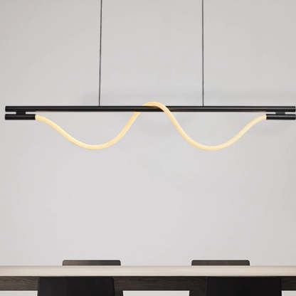 Braided Silicone Copper Curved Linear LED Island Chandelier