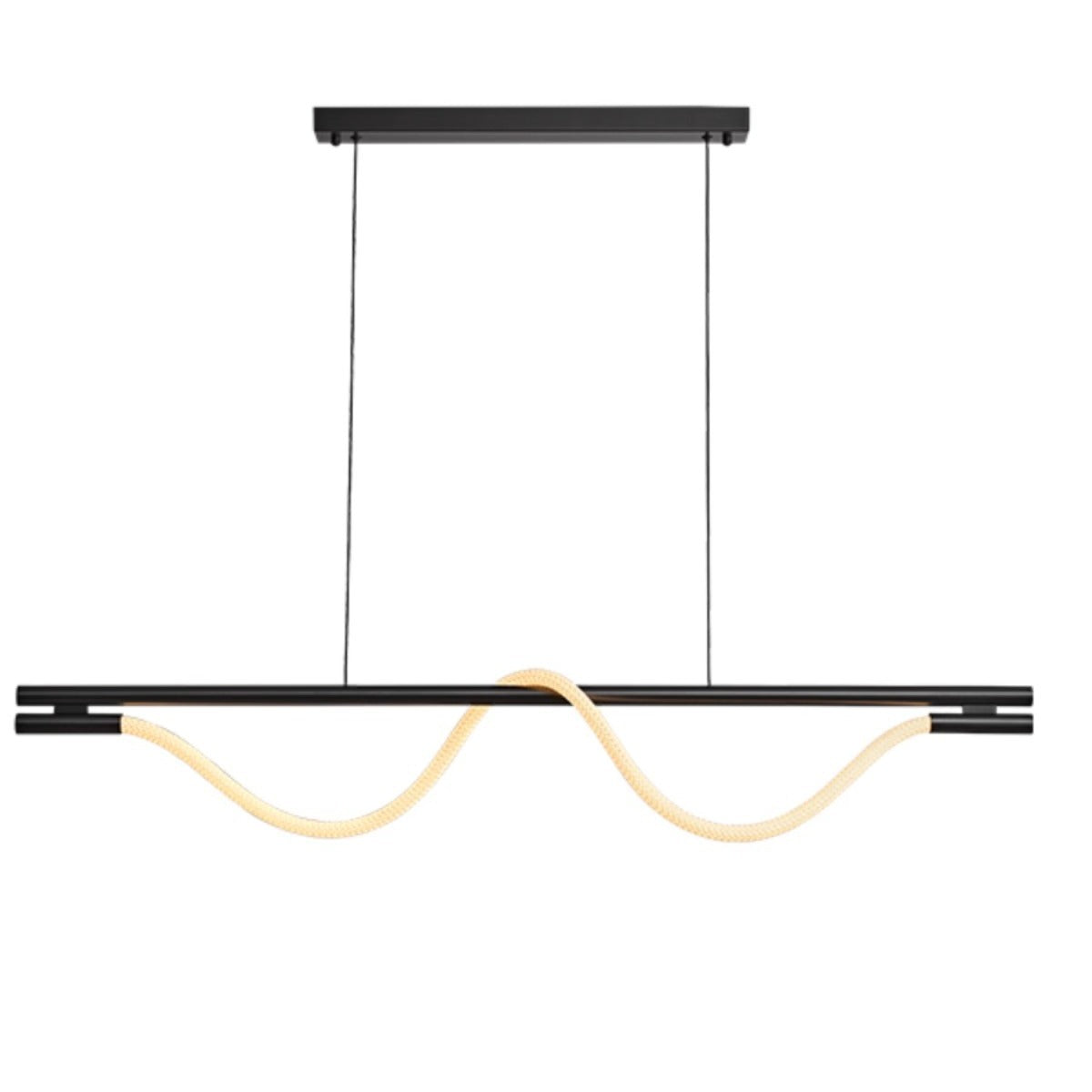 Braided Silicone Copper Curved Linear LED Island Chandelier