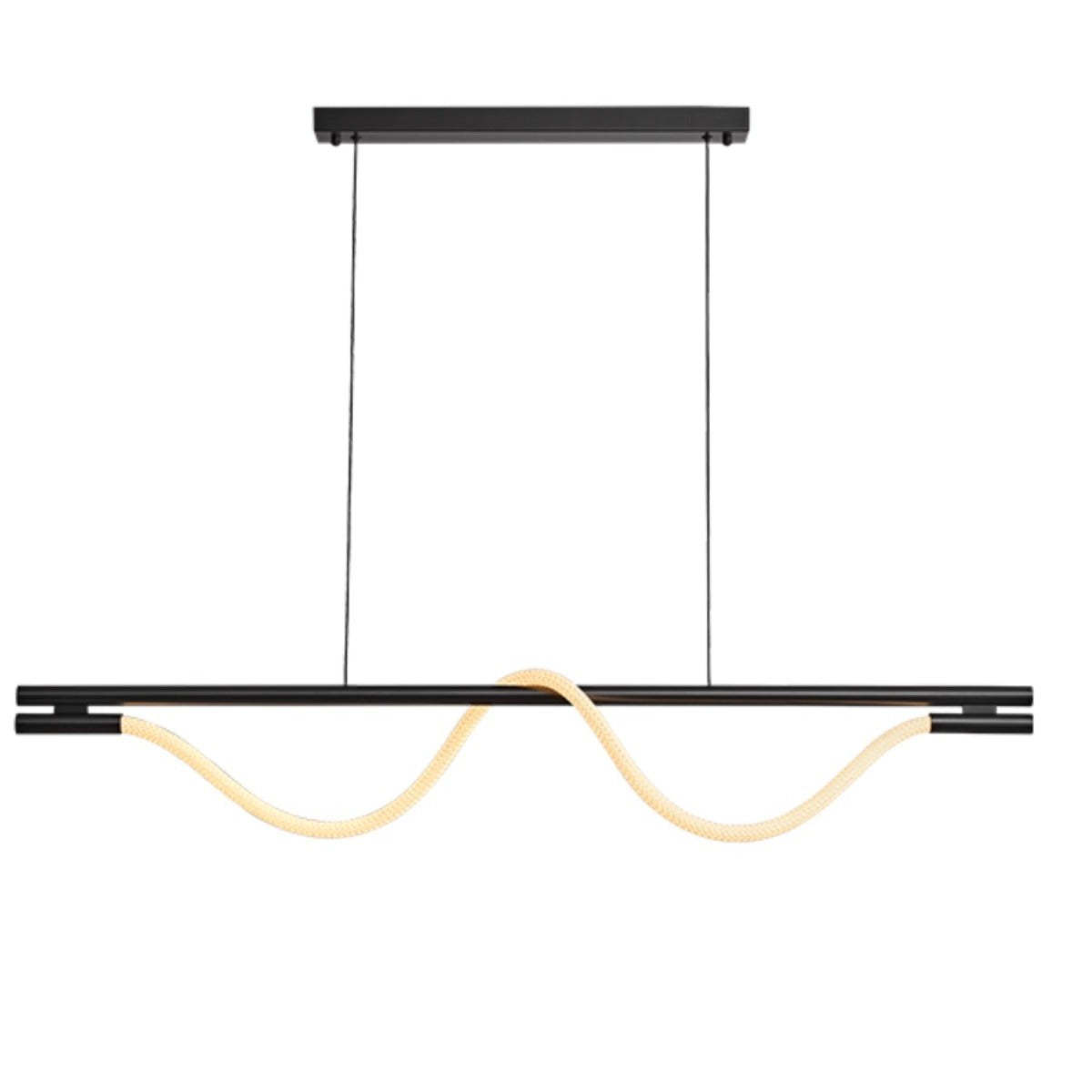 Braided Silicone Copper Curved Linear LED Island Chandelier