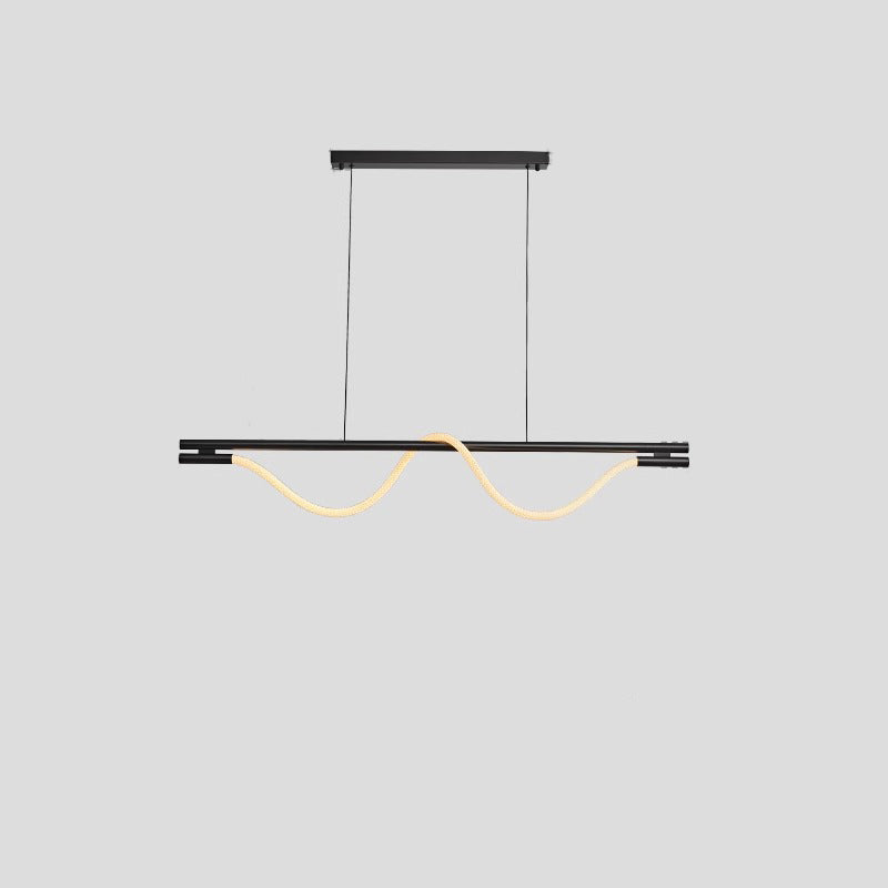 Braided Silicone Copper Curved Linear LED Island Chandelier