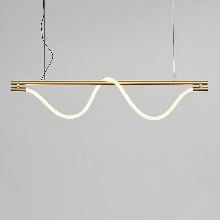 Braided Silicone Copper Curved Linear LED Island Chandelier
