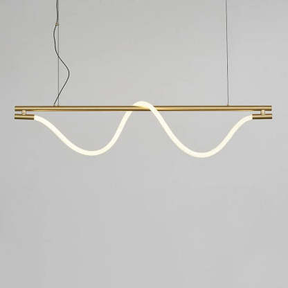 Braided Silicone Copper Curved Linear LED Island Chandelier
