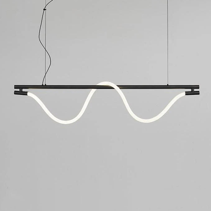Braided Silicone Copper Curved Linear LED Island Chandelier