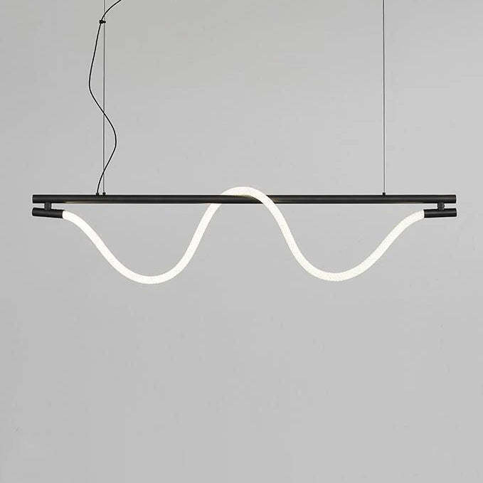 Braided Silicone Copper Curved Linear LED Island Chandelier