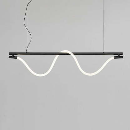 Braided Silicone Copper Curved Linear LED Island Chandelier