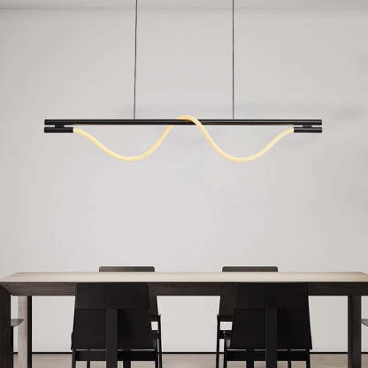 Braided Silicone Copper Curved Linear LED Island Chandelier