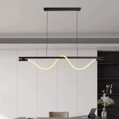 Braided Silicone Copper Curved Linear LED Island Chandelier
