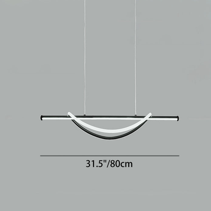 Silicone Aluminum Curved Linear LED Island Chandelier — Warm Light(3000K) / 220V-240V For UK/AU & Black