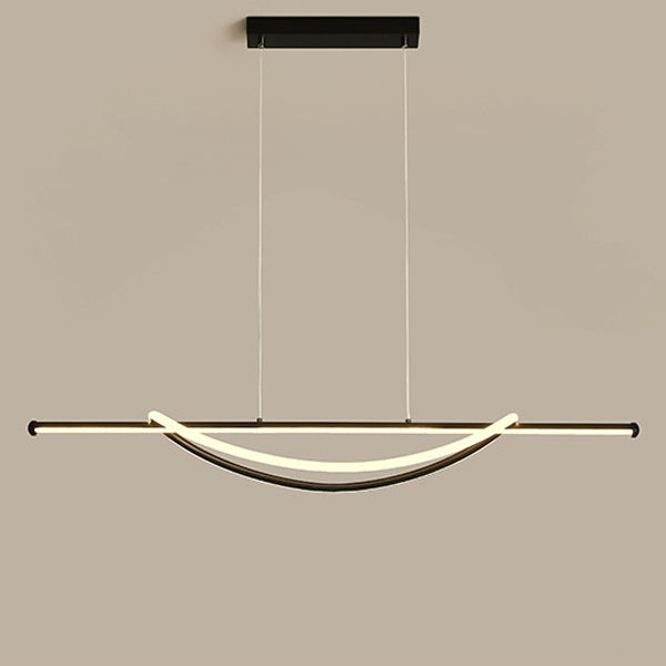 Silicone Aluminum Curved Linear LED Island Chandelier — Infinitely Dimmable / 220V-240V For UK/AU & Black