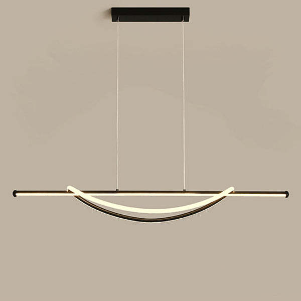 Silicone Aluminum Curved Linear LED Island Chandelier — Infinitely Dimmable / 220V-240V For UK/AU & Black