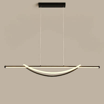 Silicone Aluminum Curved Linear LED Island Chandelier — Infinitely Dimmable / 220V-240V For UK/AU & Black