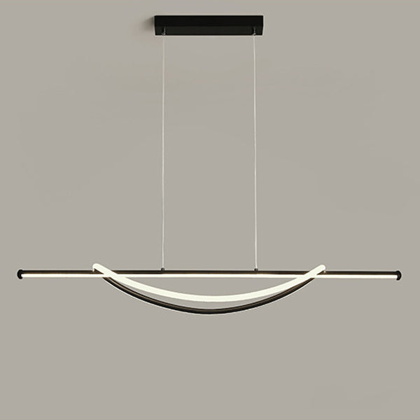 Silicone Aluminum Curved Linear LED Island Chandelier — White Light (5000K) / 220V-240V For UK/AU & White