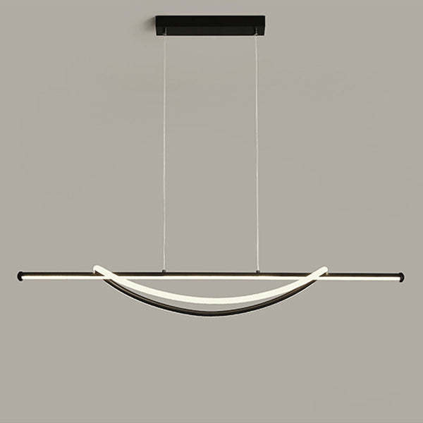 Silicone Aluminum Curved Linear LED Island Chandelier — White Light (5000K) / 220V-240V For UK/AU & White