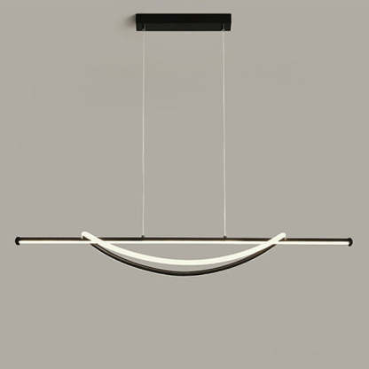 Silicone Aluminum Curved Linear LED Island Chandelier — White Light (5000K) / 220V-240V For UK/AU & White