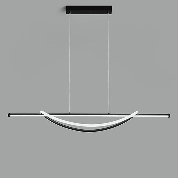 Silicone Aluminum Curved Linear LED Island Chandelier — Warm Light(3000K) / 110V-120V For US/CA & White