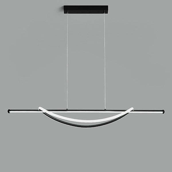 Silicone Aluminum Curved Linear LED Island Chandelier — Warm Light(3000K) / 110V-120V For US/CA & White
