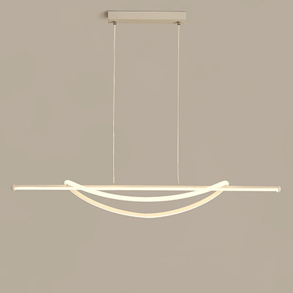Silicone Aluminum Curved Linear LED Island Chandelier — Warm Light(3000K) / 220V-240V For UK/AU & White