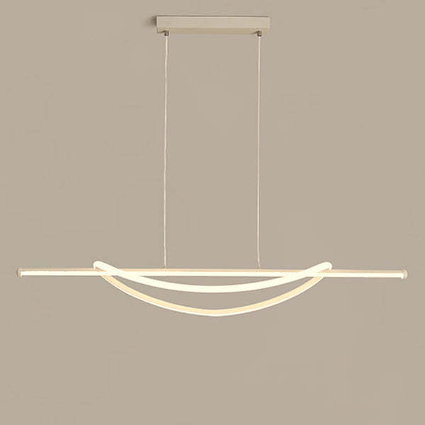 Silicone Aluminum Curved Linear LED Island Chandelier — Warm Light(3000K) / 220V-240V For UK/AU & White