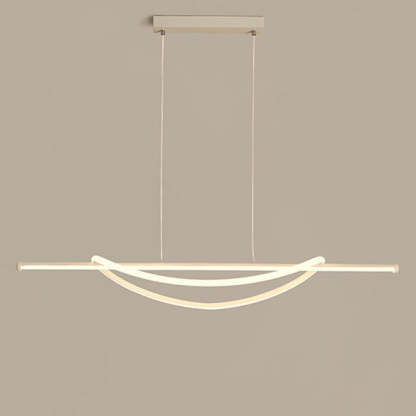 Silicone Aluminum Curved Linear LED Island Chandelier — Warm Light(3000K) / 220V-240V For UK/AU & White