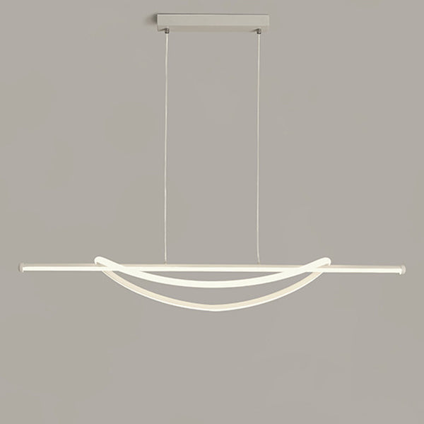 Silicone Aluminum Curved Linear LED Island Chandelier — Warm Light(3000K) / 110V-120V For US/CA & Black
