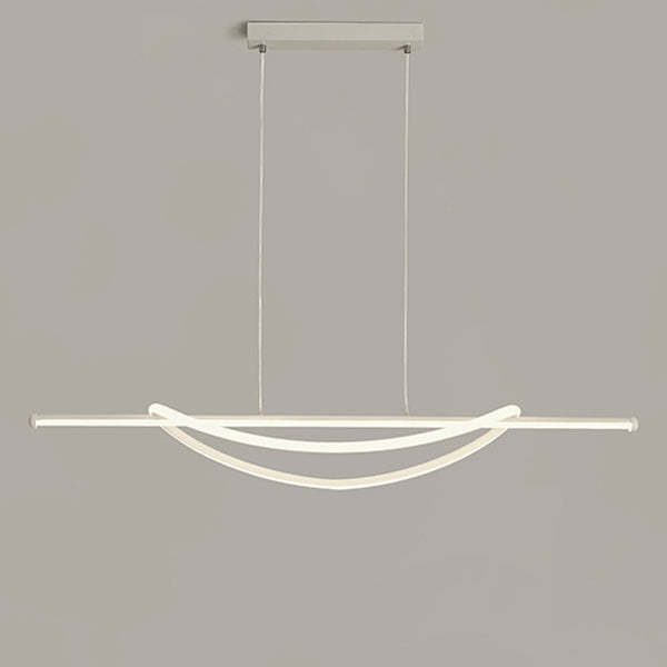 Silicone Aluminum Curved Linear LED Island Chandelier — Warm Light(3000K) / 110V-120V For US/CA & Black