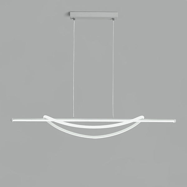 Silicone Aluminum Curved Linear LED Island Chandelier — Warm Light(3000K) / 220V-240V For UK/AU & Black