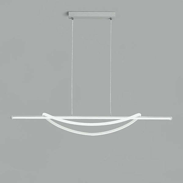Silicone Aluminum Curved Linear LED Island Chandelier — Warm Light(3000K) / 220V-240V For UK/AU & Black