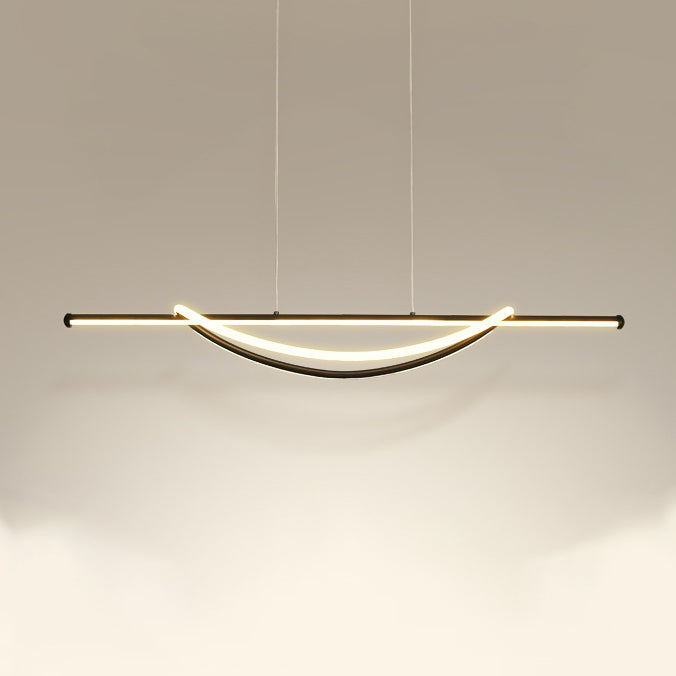Silicone Aluminum Curved Linear LED Island Chandelier — White Light (5000K) / 110V-120V For US/CA & Black
