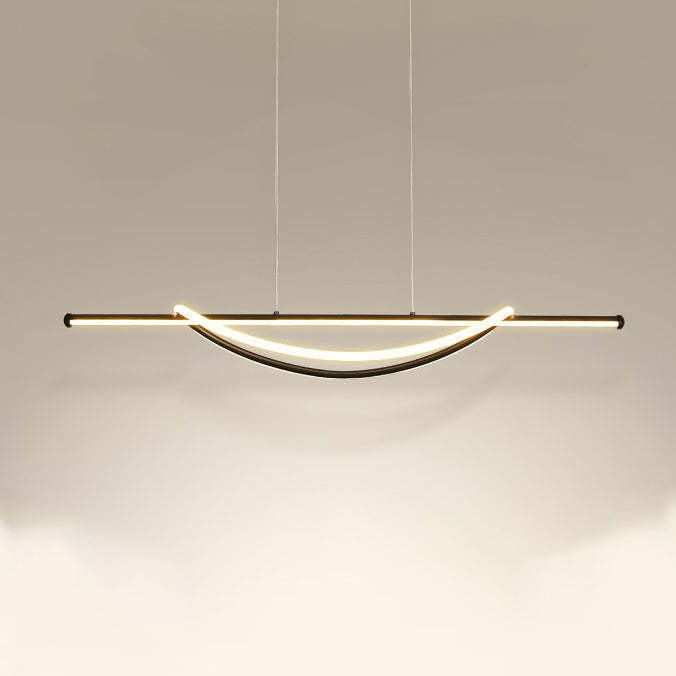 Silicone Aluminum Curved Linear LED Island Chandelier — White Light (5000K) / 110V-120V For US/CA & Black