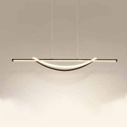 Silicone Aluminum Curved Linear LED Island Chandelier — White Light (5000K) / 110V-120V For US/CA & Black