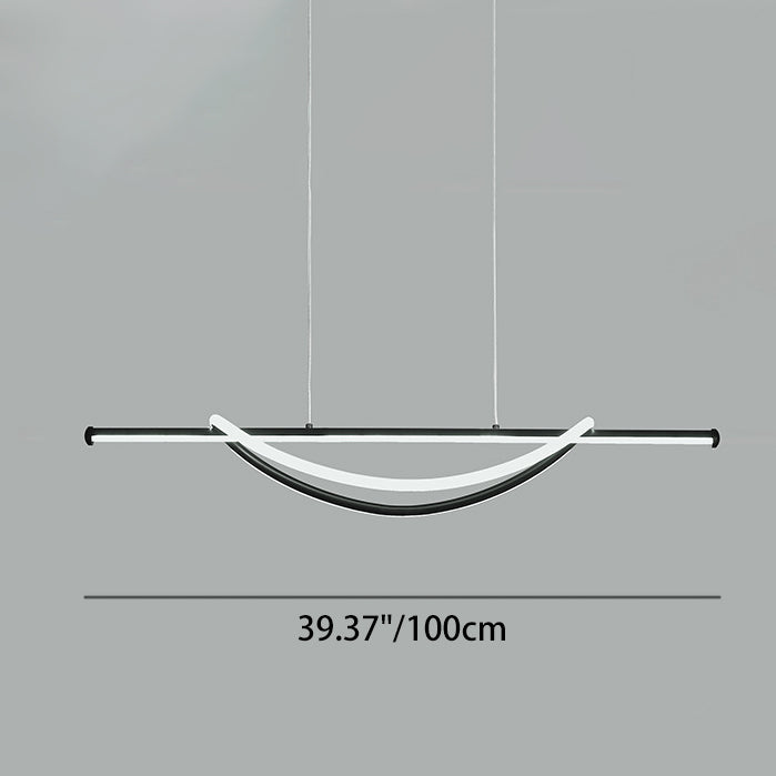 Silicone Aluminum Curved Linear LED Island Chandelier — White Light (5000K) / 110V-120V For US/CA & White