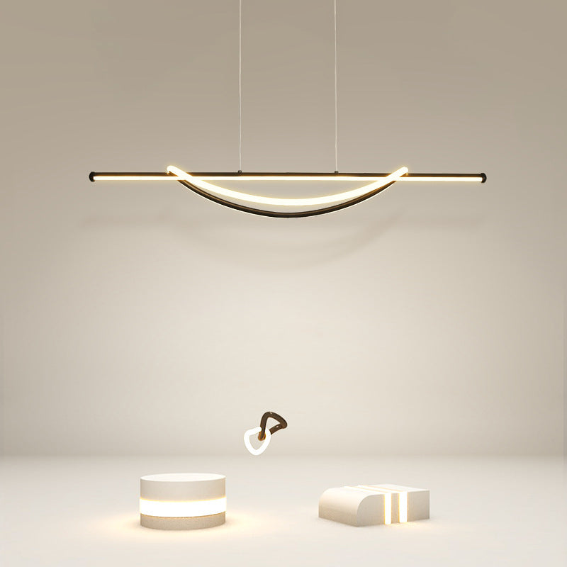 Silicone Aluminum Curved Linear LED Island Chandelier — Warm Light(3000K) / 110V-120V For US/CA & White