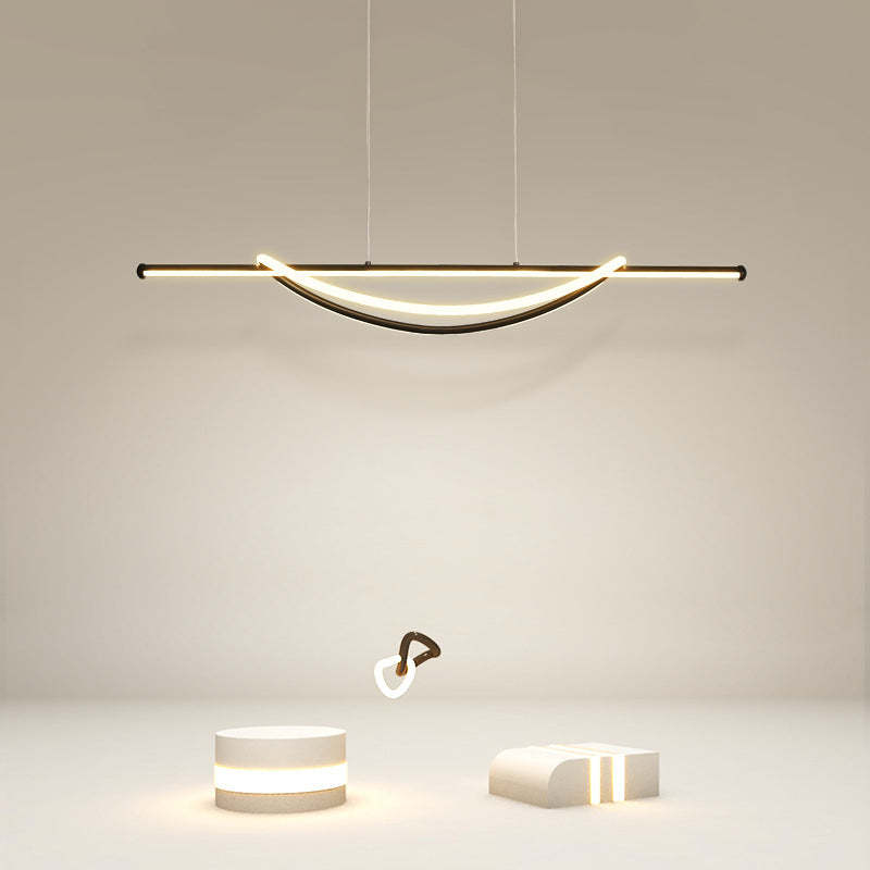 Silicone Aluminum Curved Linear LED Island Chandelier — Warm Light(3000K) / 110V-120V For US/CA & White