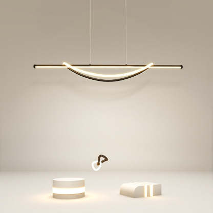 Silicone Aluminum Curved Linear LED Island Chandelier — Warm Light(3000K) / 110V-120V For US/CA & White