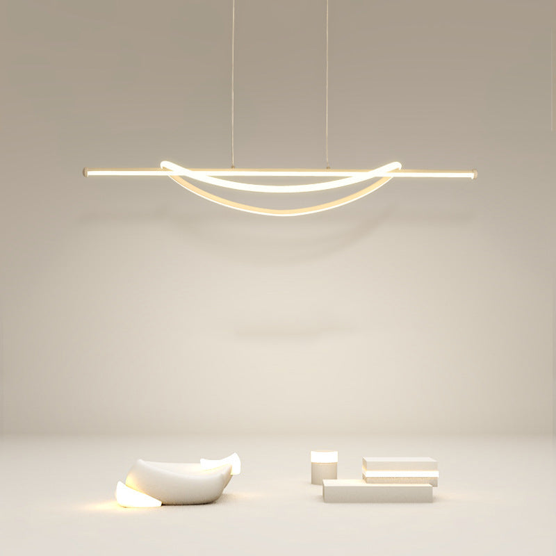 Silicone Aluminum Curved Linear LED Island Chandelier — Warm Light(3000K) / 220V-240V For UK/AU & White