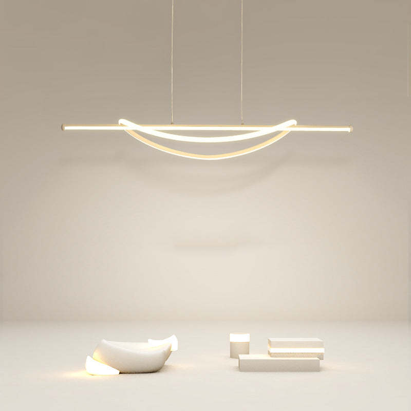 Silicone Aluminum Curved Linear LED Island Chandelier — Warm Light(3000K) / 220V-240V For UK/AU & White