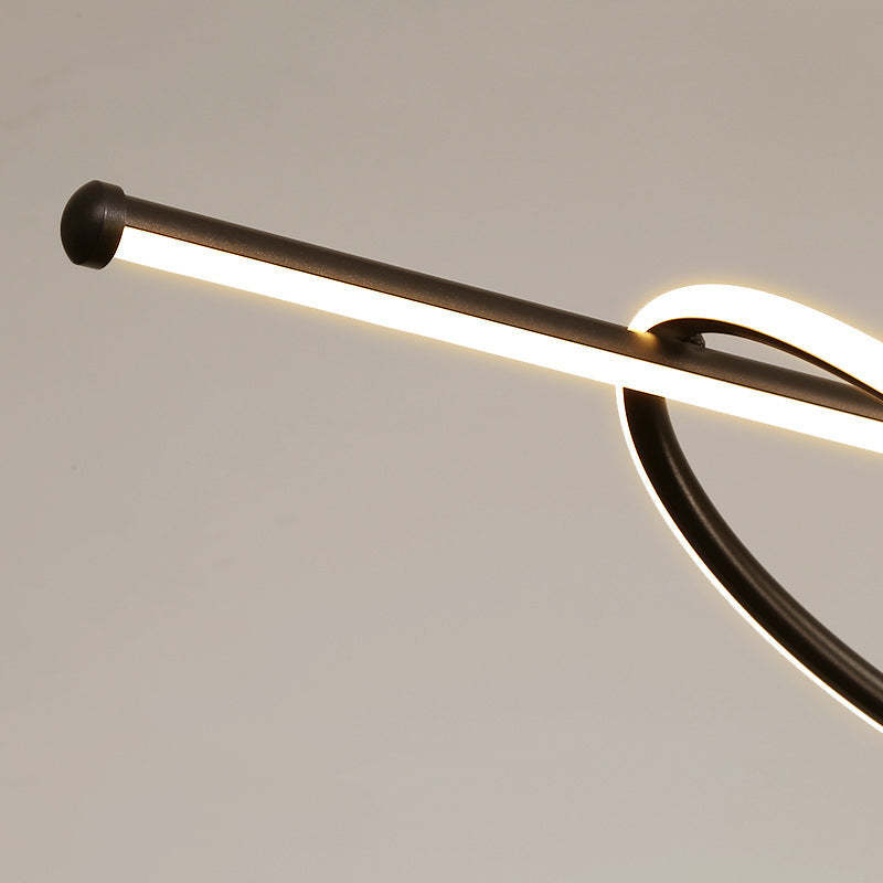 Silicone Aluminum Curved Linear LED Island Chandelier — Infinitely Dimmable / 110V-120V For US/CA & Black