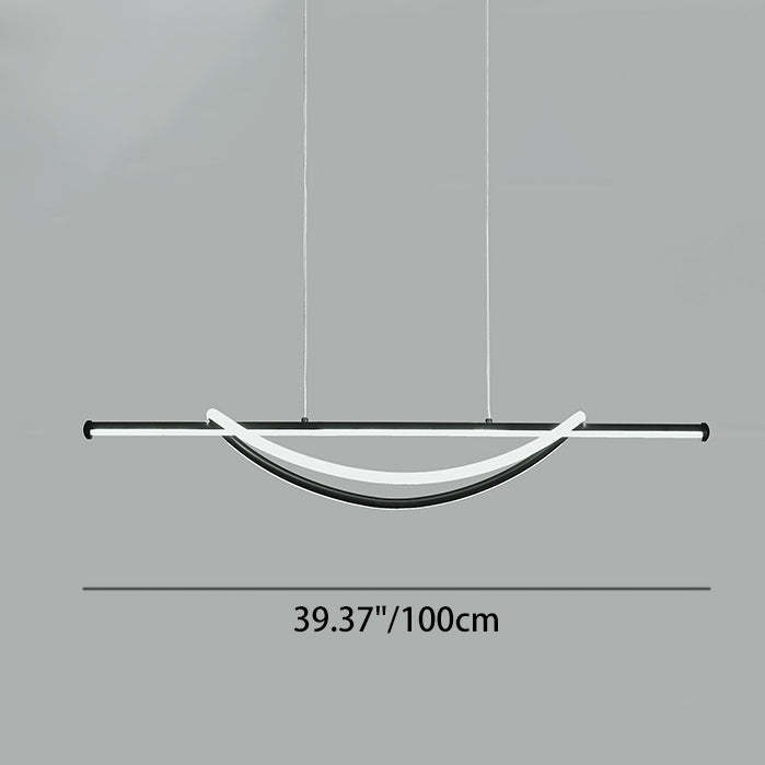 Silicone Aluminum Curved Linear LED Island Chandelier — White Light (5000K) / 110V-120V For US/CA & White