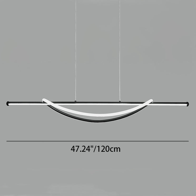 Silicone Aluminum Curved Linear LED Island Chandelier — White Light (5000K) / 220V-240V For UK/AU & White