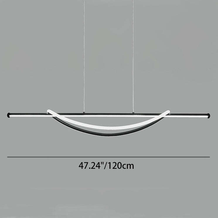 Silicone Aluminum Curved Linear LED Island Chandelier — White Light (5000K) / 220V-240V For UK/AU & White
