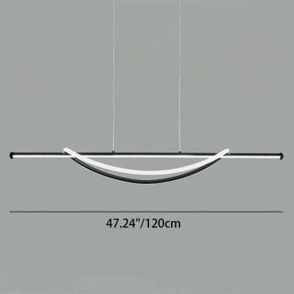 Silicone Aluminum Curved Linear LED Island Chandelier — White Light (5000K) / 220V-240V For UK/AU & White