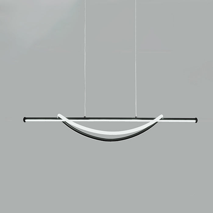 Silicone Aluminum Curved Linear LED Island Chandelier — Infinitely Dimmable / 220V-240V For UK/AU & White