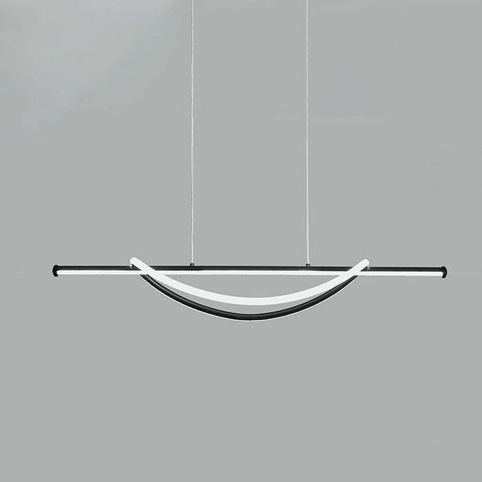 Silicone Aluminum Curved Linear LED Island Chandelier — Infinitely Dimmable / 220V-240V For UK/AU & White