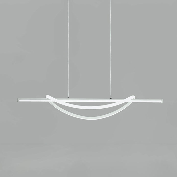 Silicone Aluminum Curved Linear LED Island Chandelier — Infinitely Dimmable / 110V-120V For US/CA & Black