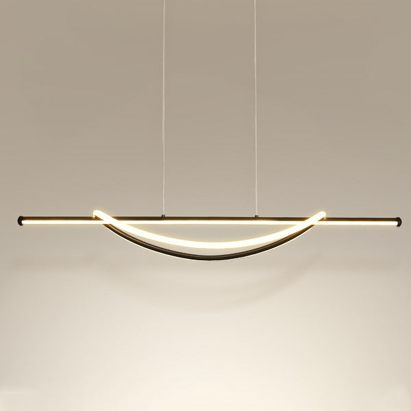 Silicone Aluminum Curved Linear LED Island Chandelier — White Light (5000K) / 220V-240V For UK/AU & Black