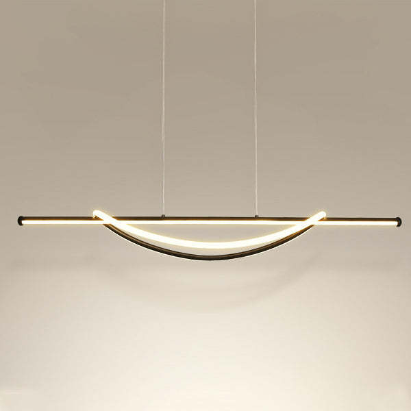 Silicone Aluminum Curved Linear LED Island Chandelier — White Light (5000K) / 220V-240V For UK/AU & Black