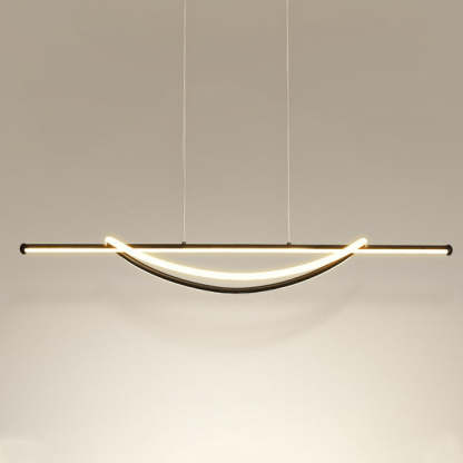 Silicone Aluminum Curved Linear LED Island Chandelier — White Light (5000K) / 220V-240V For UK/AU & Black