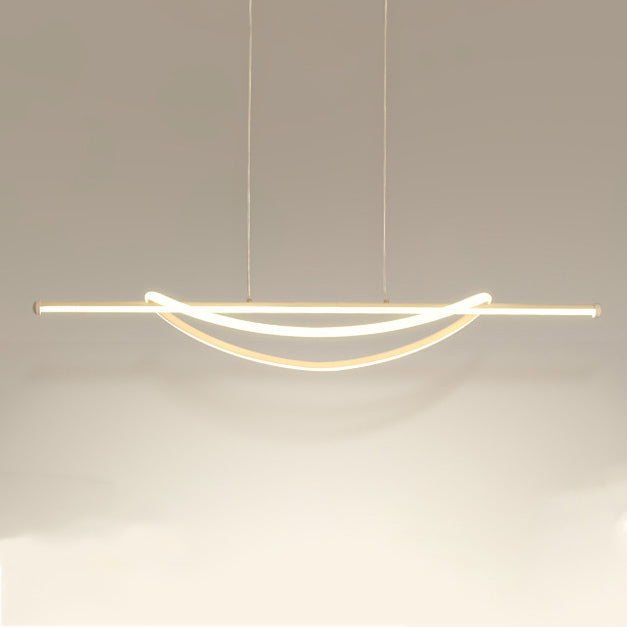 Silicone Aluminum Curved Linear LED Island Chandelier — Infinitely Dimmable / 110V-120V For US/CA & White