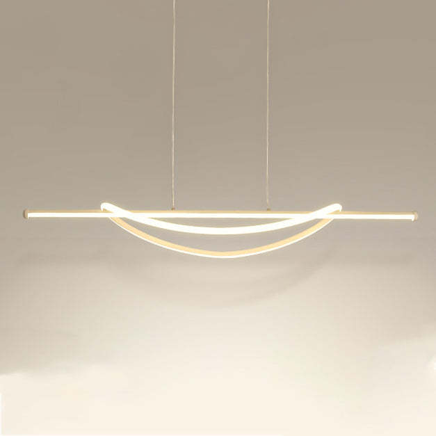 Silicone Aluminum Curved Linear LED Island Chandelier — Infinitely Dimmable / 110V-120V For US/CA & White
